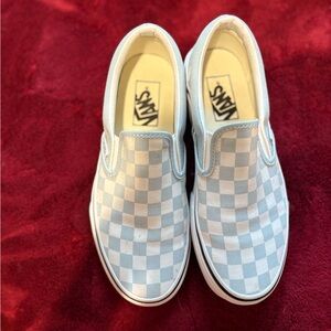 Vans Blue and White Classic Slip-On Sneakers